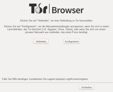 Screenshot Tor-Browser 2020 Startscreen