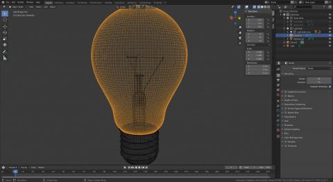 Screenshot Blender 2020 Glühbirne