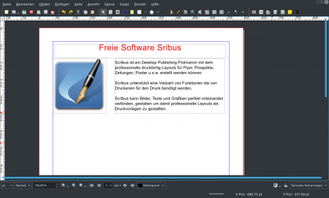 Screenshot Scribus 2019 Ubuntu KDE