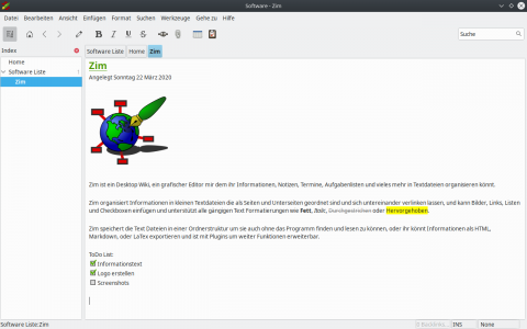 Screenshot Zim 2020 Ubuntu